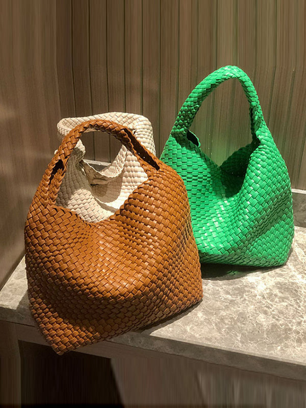 xakxx Solid Color Woven Bags Handbags