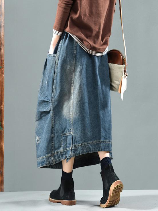 xakxx Split-joint Denim Skirt Bottom