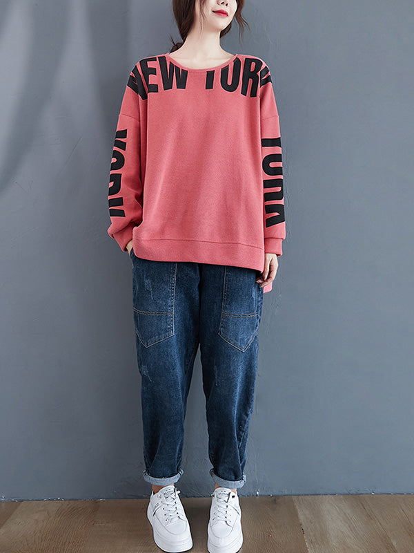 xakxx Stylish Letter Print Round-Neck Sweatshirt