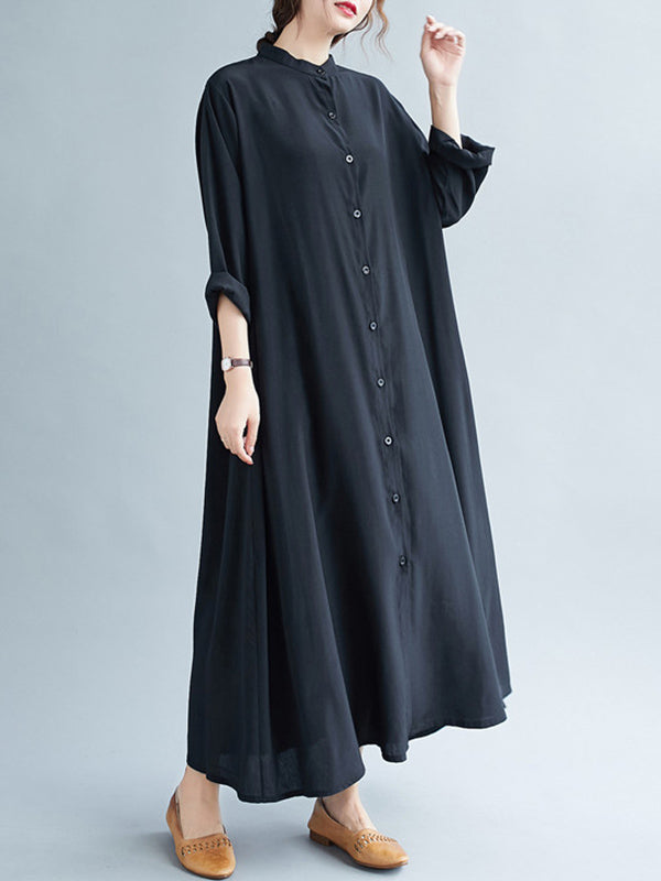 xakxx Original Solid Round-Neck Shirts Dress