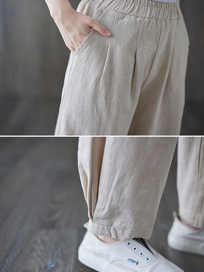 xakxx Simple Wide Leg Loose Elasticity Solid Color Casual Pants Bottoms