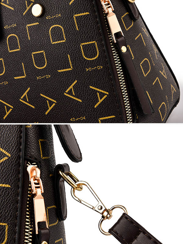 xakxx Casual Letter Print Zipper Simpel Shoulder Bag