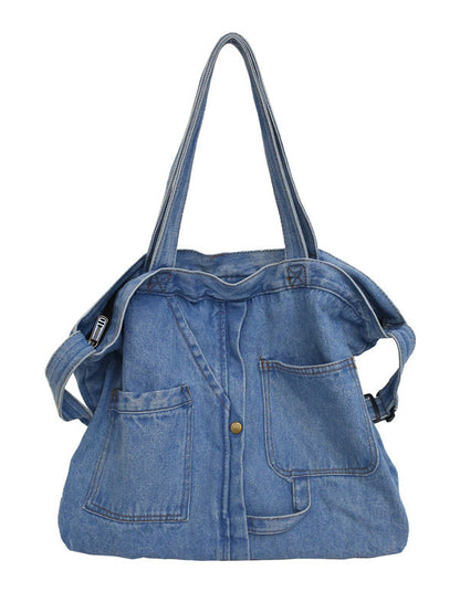 xakxx Casual Denim Split-Joint Solid Color Bags Accessories