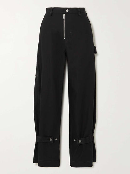 xakxx Fashion Solid Zip-Detailed Wide Leg Pants