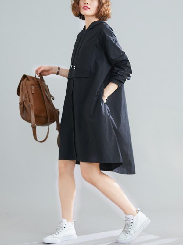 xakxx Loose Splicing Asymmetrical Hoodie Dress