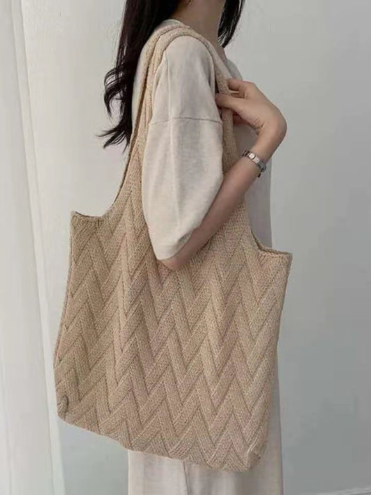 xakxx Casual Weave Solid Color Bags Accessories