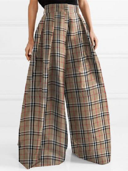 xakxx Stylish Loose High Waisted Printed Wide Leg Pants