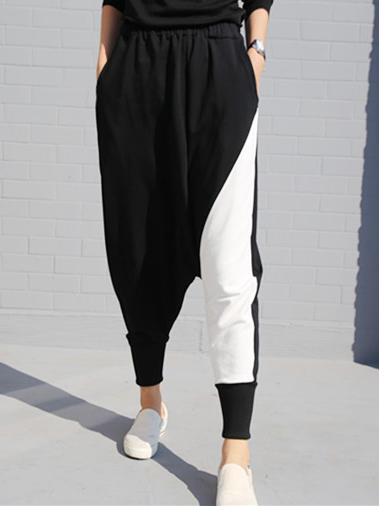 xakxx Contrast Color Splicing Harem Pants