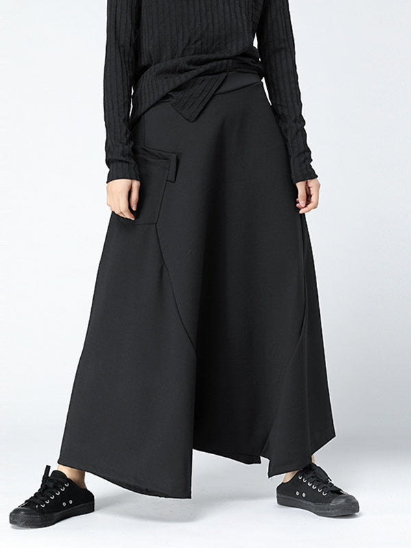 xakxx Leisure Fashion High Waisted Loose Solid Color Pants