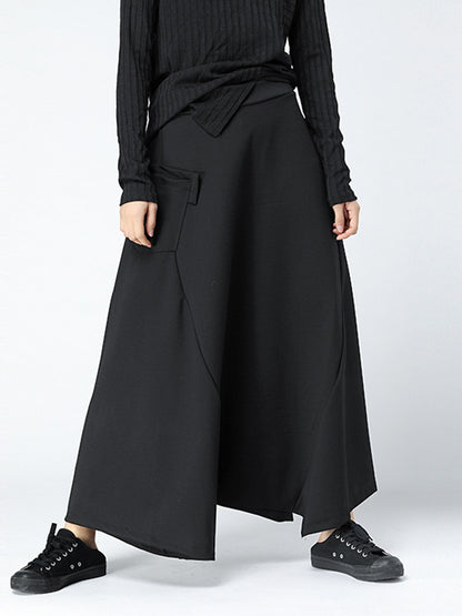 xakxx Leisure Fashion High Waisted Loose Solid Color Pants