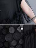 xakxx Loose Short Sleeves Asymmetric Gauze Split-Joint Round-Neck Midi Dresses