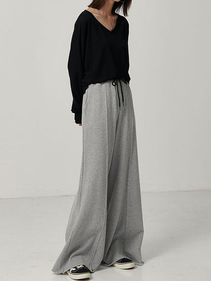 xakxx Casual Solid Column Wide Leg Pants