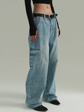 xakxx Urban Wide Leg Solid Color With Pockets Jean Pants Bottoms