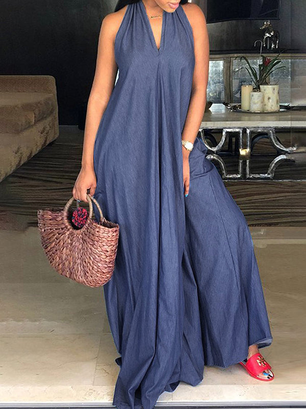 xakxx Wide Leg Halter-Neck Maxi Dresses