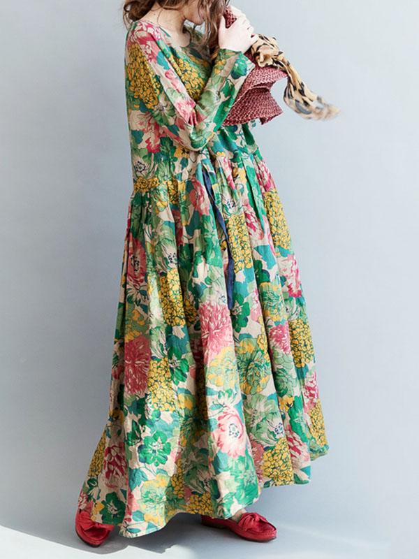 xakxx National Style Flower Printed Long Dress