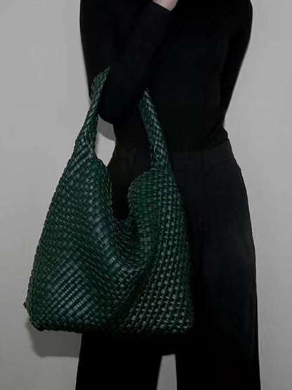 xakxx Solid Color Woven Bags Handbags