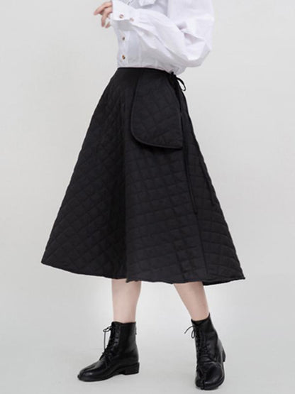 xakxx Black Large Pocket Thickening A-Line Skirt