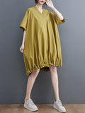 xakxx Urban Loose Solid Color Elasticity Hemline Midi Dress