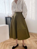 xakxx Simple A-Line High Waisted Solid Color Skirts Bottoms