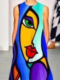 xakxx Sleeveless Figure Printed Round-Neck Maxi Dresses