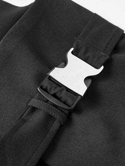 xakxx Stylish Belt Buckle Black Vest