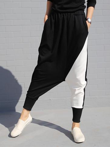 xakxx Contrast Color Splicing Harem Pants