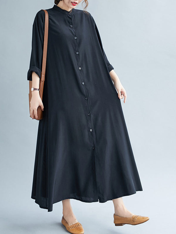 xakxx Original Solid Round-Neck Shirts Dress