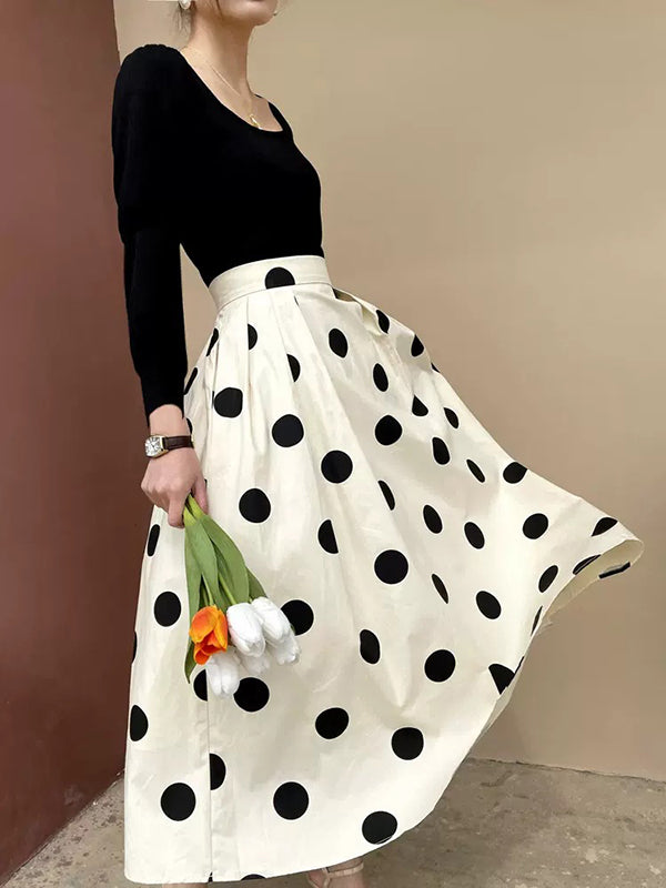 xakxx Loose Polka-Dot Skirts Bottoms