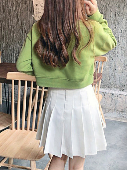 xakxx High Waisted Long Sleeves Asymmetric Bowknot Hollow Solid Color Round-Neck Sweatshirt Tops