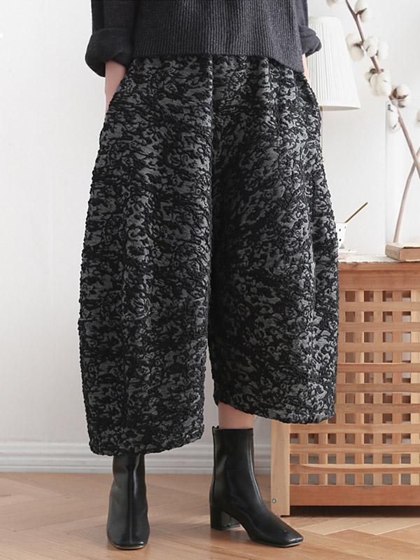 xakxx Vintage Loose Thickening Jacquard Nine-Quarter Pants