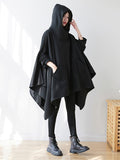 xakxx Casual Plus Size Irregularity Batwing Sleeves Solid Color Hoodies