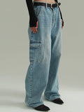 xakxx Urban Wide Leg Solid Color With Pockets Jean Pants Bottoms