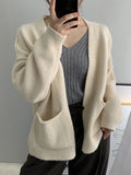 xakxx Urban Solid Color Long Sleeves Knitting Cardigans Outerwear