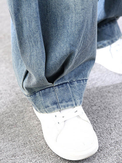 xakxx Leisure Solid Denim Puff Pants Bottoms