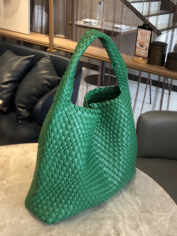 xakxx Solid Color Woven Bags Handbags