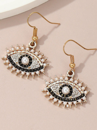 xakxx Contrast Color Eye Shape Drop Earrings Earrings Accessories