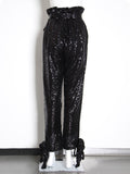 xakxx Original Loose Tied Solid Color Shiny Casual Pants Bottoms