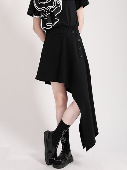 xakxx Stylish Irregular Split-Joint Black Skirt