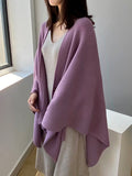 xakxx Loose Raglan Sleeve V-Neck Cardigan Tops Shawl