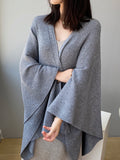 xakxx Loose Raglan Sleeve V-Neck Cardigan Tops Shawl