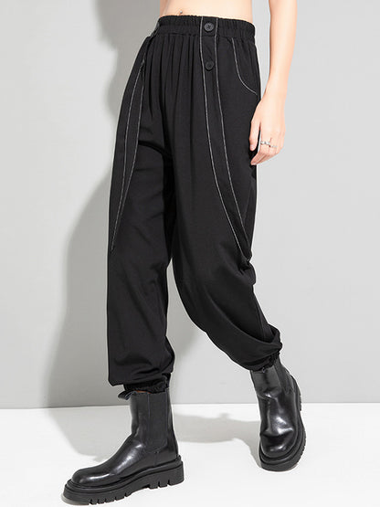 xakxx Urban High-Waisted Black Casual Pants Bottoms Harem Pants