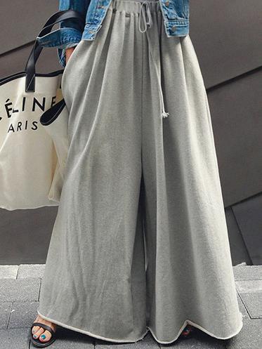 xakxx Loose Urban Gray Wide Leg Elastic Waist Pants