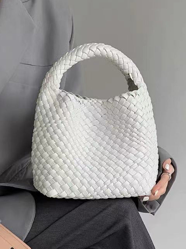 xakxx Solid Color Woven Bags Handbags