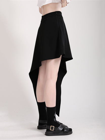 xakxx Stylish Irregular Split-Joint Black Skirt