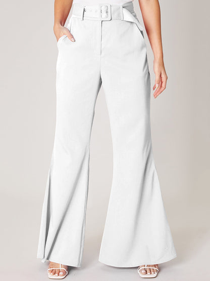 xakxx High Waisted Loose Solid Color Pants Trousers