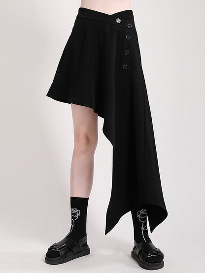 xakxx Stylish Irregular Split-Joint Black Skirt