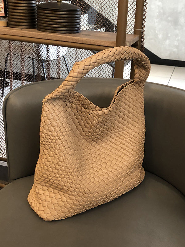 xakxx Solid Color Woven Bags Handbags