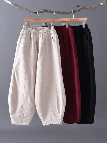 xakxx Casual Loose Keep Warm Elasticity Solid Color Casual Pants Bottoms