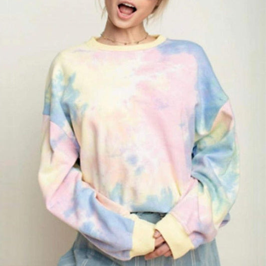 Pastel Tie Dye Sweatshirt Women Long Sleeve Pullover Sweatshirts Female Casual Tie-Dye Crewneck Sweatshirt /