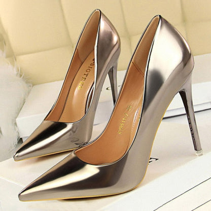 xakxx Woman Pumps Patent Leather High Heels Shoes Women Basic Pump Wedding Shoes Female Stiletto Women Heel Plus Size 43